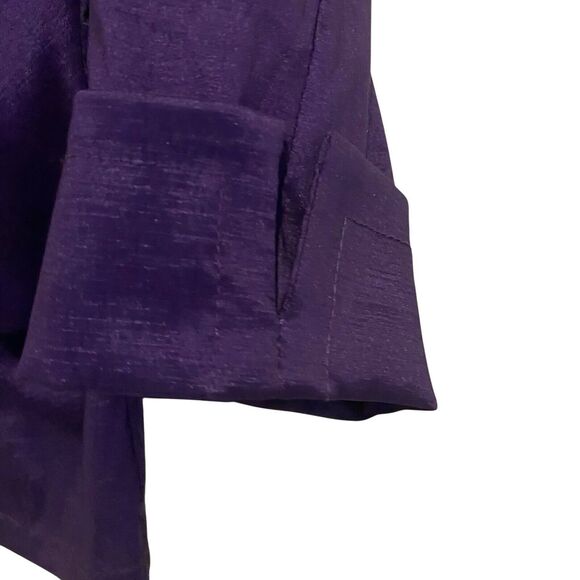 Joseph Ribkoff Top Womens 4 Purple Cocktail Evening Shiny Full Zip Up Gathered - Picture 5 of 8